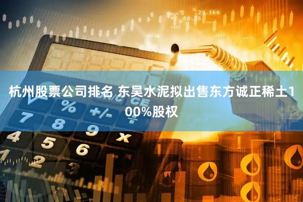 杭州股票公司排名 东吴水泥拟出售东方诚正稀土100%股权