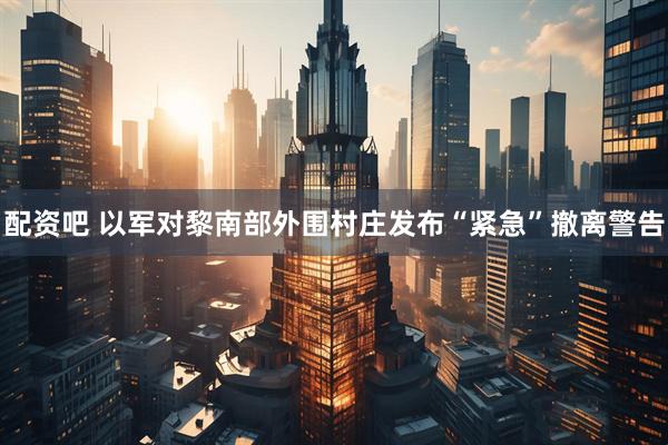配资吧 以军对黎南部外围村庄发布“紧急”撤离警告
